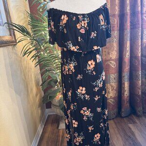 H&M Floral Off-Shoulder Maxi Dress with Two Slits
